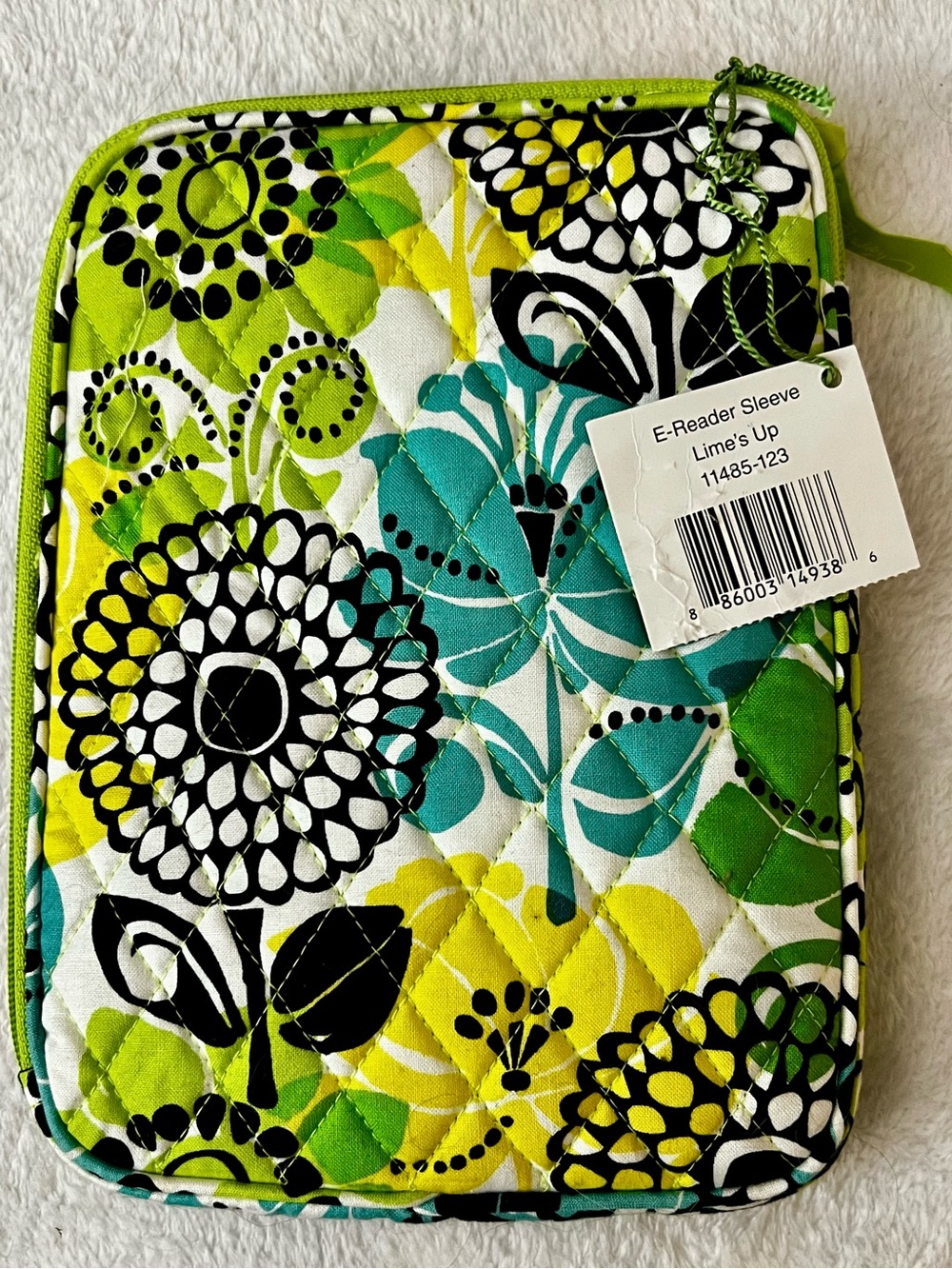 Vera Bradley Quilted E-Reader Sleeve in Lime’s Up Pattern